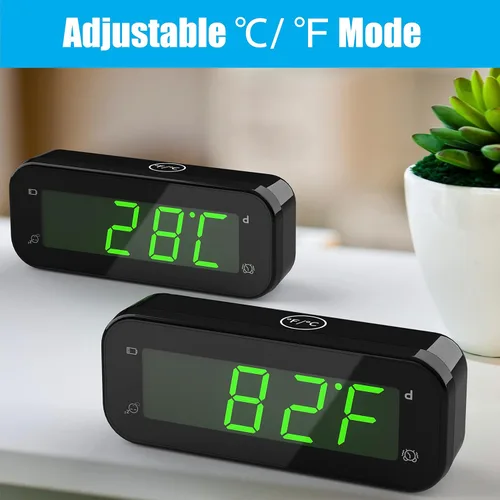 Vista 3 de KWANWA Reloj despertador digital 2 en 1 con termómetro