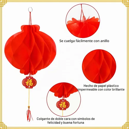 Vista 4 de 60 linternas chinas rojas para decoración de Año Nuevo, festival de primavera, boda, restaurante