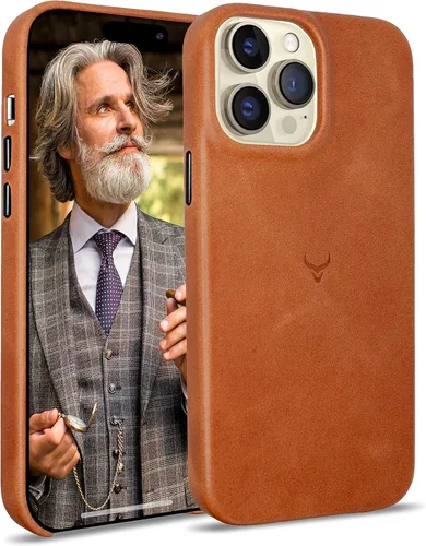 Vista 26 de Funda de piel auténtica, funda de piel antiarañazos de grano completo encerada con aceite, compatible con iPhone 12 Pro Max, a prueba de golpes
