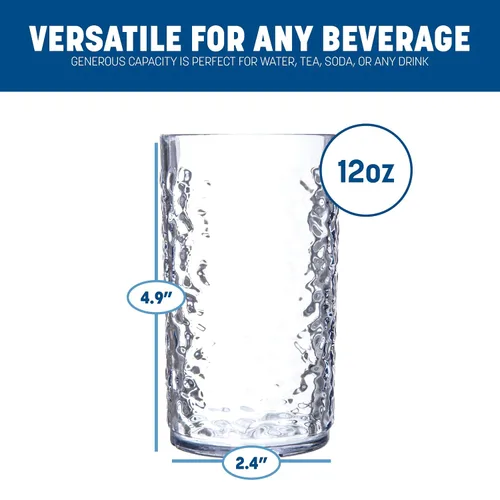 Vista 2 de Carlisle FoodService Products Vaso de plástico Pebble Optic Pebble para restaurantes, catering, cocinas, plástico, 11.9 onzas, transparente