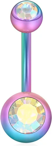 Vista 5 de Ruifan Piercing para ombligo con forma de bola de cristal de 0.49oz