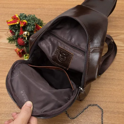 Vista 5 de KPYWZER Vintage Leather Sling Bag Backpack for Men Crossbody Shoulder Chest Day Pack Backpacks