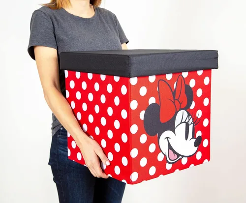 Vista 3 de Disney Mickey & Minnie - Organizador de cubos de almacenamiento de 15 pulgadas con tapas, juego de 2 Contenedor de cesta de tela, organizador