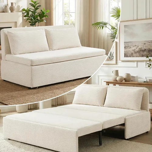 Vista 10 de Mjkone Sofá cama extraíble de 43 pulgadas, color beige