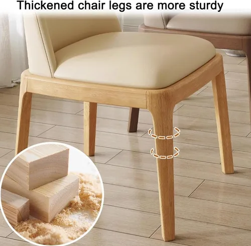 Vista 7 de Juego de 2/4 sillas de comedor, sillas de comedor de madera, silla tapizada para sala de estar, silla de vestíbulo sin brazos con respaldo curvo