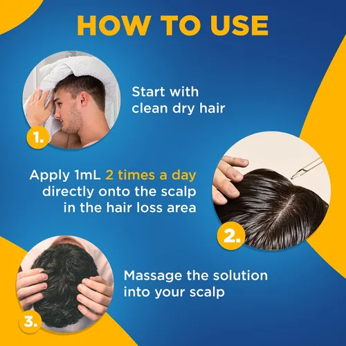 Vista 6 de Minoxidil - Solución tópica al 5% para hombres, tratamiento extra fuerte para el crecimiento del cabello, aplicador con cuentagotas incluido