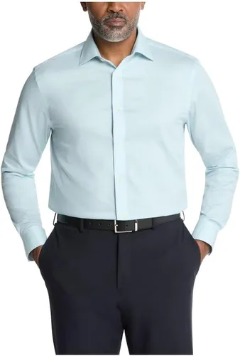Vista 6 de Calvin Klein Camisa de vestir para hombre, ajuste regular, sin planchado, elástica, sólida Ceniza