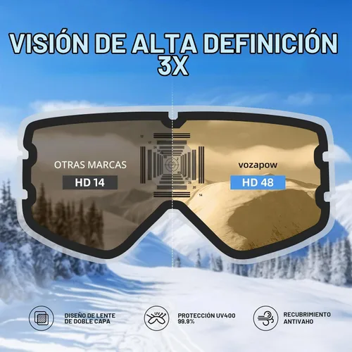 Vista 4 de Ski Goggles, Snowboard Goggles OTG for Men, Women & Youth Azul
