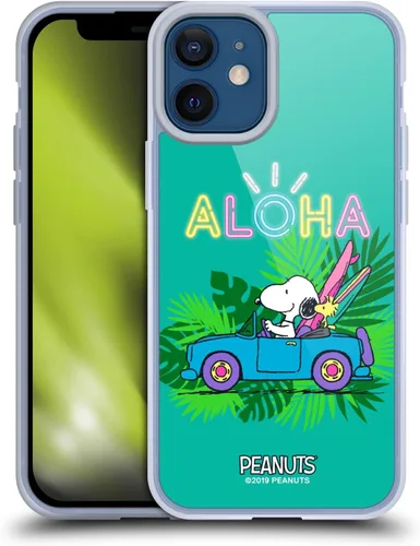 Vista 39 de Head Case Designs Funda de gel suave con licencia oficial de Peanuts Tropical Surf Snoopy Aloha Disco compatible con Apple iPhone 13 Mini Surf