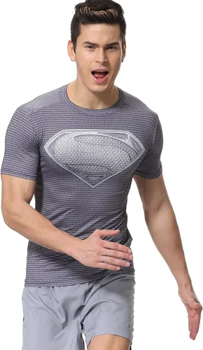 Vista 6 de Red Plume Camiseta deportiva de medias de compresión para hombre, camiseta de fitness de impresión digital