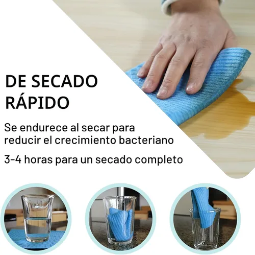 Vista 3 de Paños de esponja de celulosa sueca para platos, paquete de 10 paños de limpieza ecológicos, sin olor, reutilizables, para cocina, absorbente