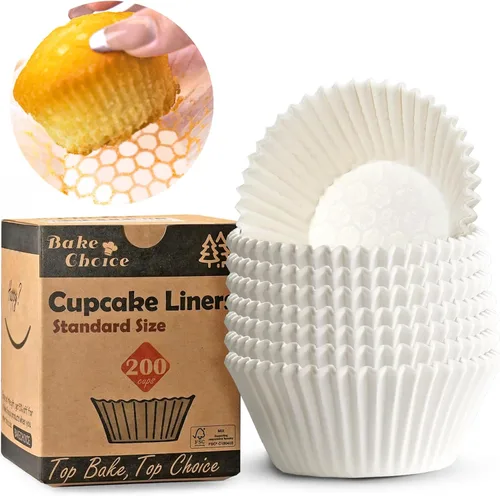Vista 10 de Bake Choice - 200 forros estándar para cupcakes para hornear, forros para magdalenas marrones Food-grade cupcake wrappers, greaseproof parchment