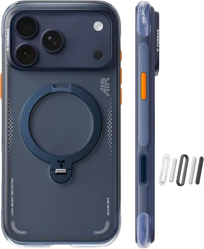 Vista 40 de TORRAS Ostand Q3 Air - Funda para iPhone 17 Pro con soporte magnético de 360°, compatible con MagSafe, probada contra caídas de grado mil, botón