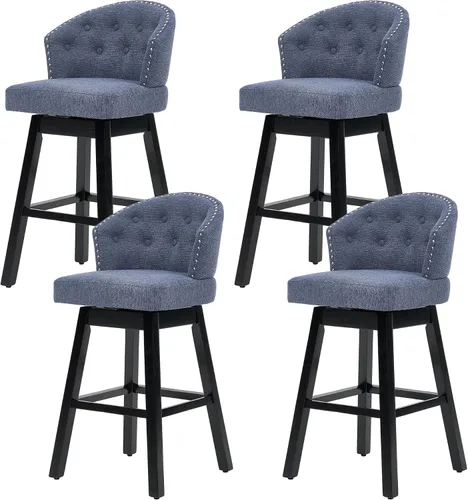 Vista 22 de Juego de 2 taburetes de bar giratorios de 29 pulgadas, taburetes de bar tapizados con respaldo, sillas modernas de altura de mostrador para isla