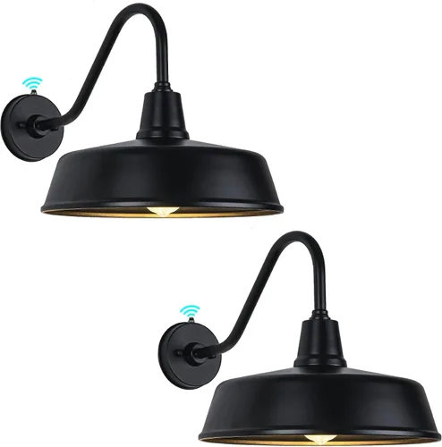Vista 8 de Luz de Granero con Cuello de Ganso para Exteriores - Aplique de Pared Exterior para Casa de Campo, Sensor de Anochecer a Amanecer, Puerta Principal