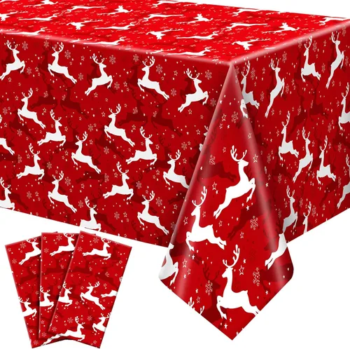 Vista 15 de Newwiee Paquete de 3 manteles de Acción de Gracias de 108 x 54 pulgadas, manteles de plástico desechables de otoño, mantel rectangular impermeable