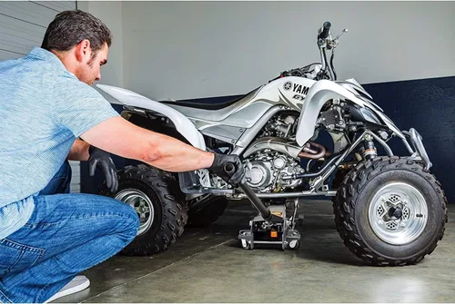 Vista 5 de Powerbuilt Gato de garaje de triple elevación de 3000 libras, vehículo resistente, camión, automóvil, motocicleta, elevación de transmisión
