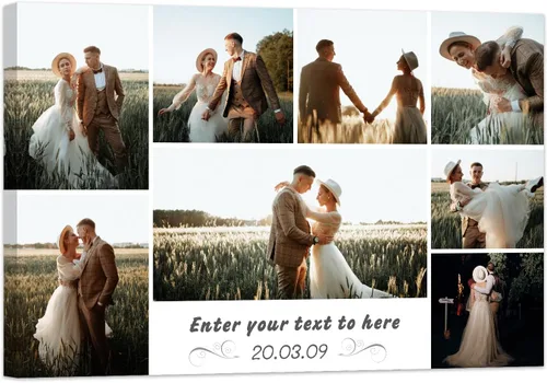 Vista 16 de ZXHYWYM Imágenes en lienzo, collage personalizado de 9 fotos, collage personalizado con texto para subir imágenes al lienzo, tu familia, perro