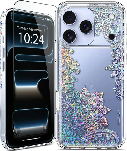 Vista 9 de Funda para iPhone 16, con protector de pantalla, linda para mujeres y niñas, funda protectora de grado militar de 10 pies para iPhone 16, funda