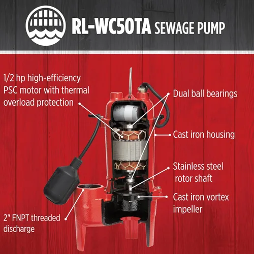 Vista 3 de Red Lion RL-WC50TA, 115V, 1/2 HP, 5600 GPH Bomba automática de aguas