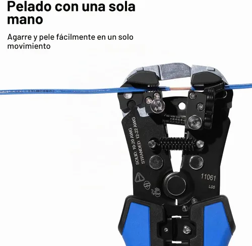 Vista 3 de Klein Tools 11061 Pelacador/cortador autoajustable, resistente, para 10-20 AWG sólido, 12-22 AWG trenzado y cable Romex 12/2 y 14/3