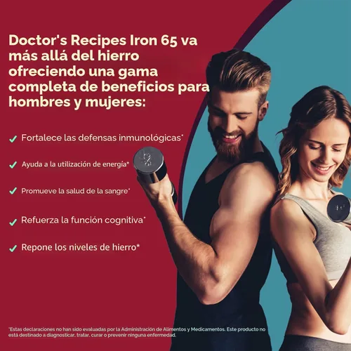 Vista 3 de Doctor's Recipes Suplemento de hierro de 65 mg con vitamina C – Absorción maximizada y píldoras de hierro amigables con el estómago