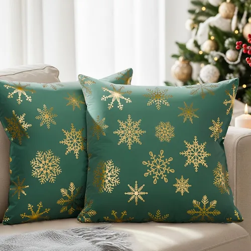 Vista 9 de Fundas de almohada de árbol de Navidad de 16 x 16 pulgadas - Juego de 2 fundas de almohada de Navidad - Fundas de almohada navideñas para sofá