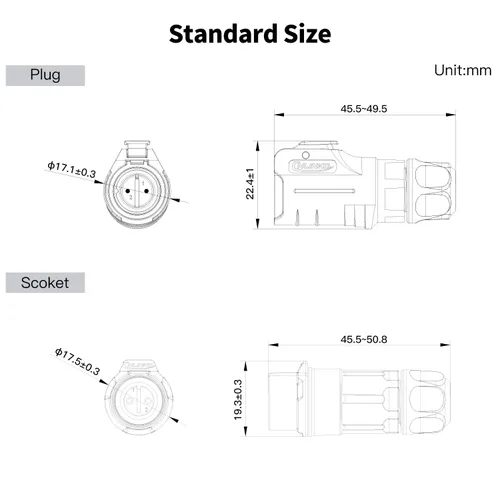 Vista 5 de CNLINKO LP-12 Conector de 2 pines IP68 Enchufe eléctrico circular impermeable para equipos al aire libre Maquinaria industrial solar DC 12V M12 2-8