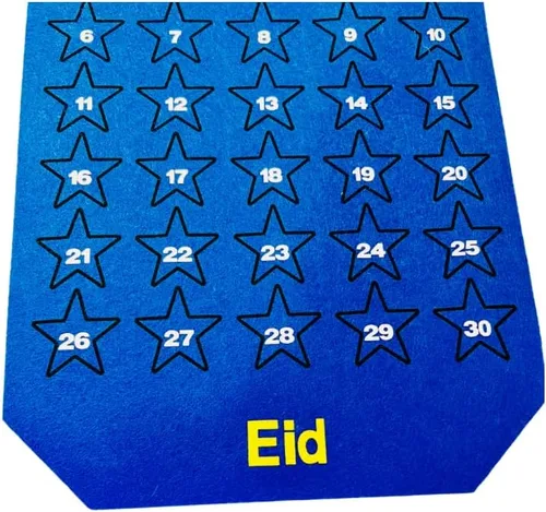Vista 6 de Calendario de cuenta regresiva de Ramadán para niños, calendario islámico, festivo, decoración del hogar, calendario de Adviento de Ramadán Mubarak