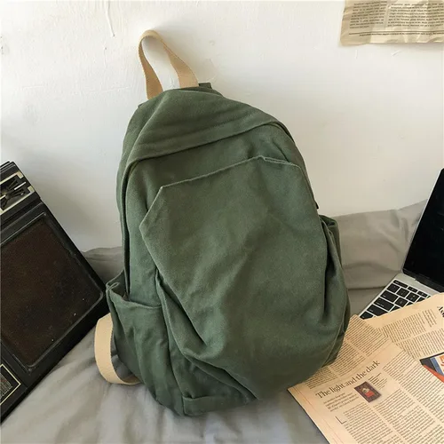 Vista 3 de CBDAO Bolsa de lona para mujer, mochila de ocio de gran capacidad para hombres y mujeres, mochila de viaje para hombres y mujeres, Verde, Mochilas