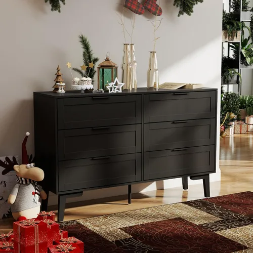 Vista 11 de TaoHFE Cómoda negra de 4 cajones para dormitorio, cómoda de lencería de madera para dormitorio, moderna cómoda negra de 36 pulgadas de alto