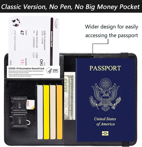 Vista 3 de Funda para pasaporte con bloqueo RFID de piel organizador de documentos de viaje