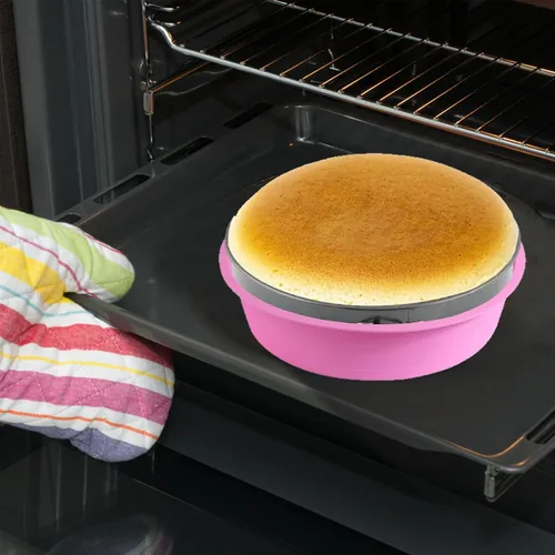 Vista 7 de 4 piezas de bandeja de baño de agua para tartas de queso, protector de molde de silicona desmontable con espátula de liberación de pasteles