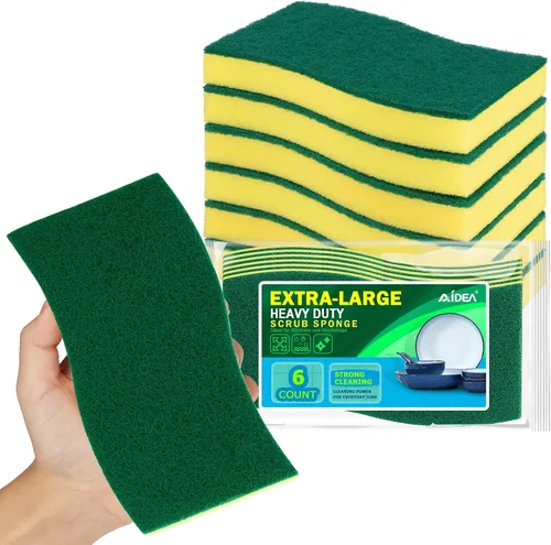 Vista 17 de AIDEA Esponjas de cocina, paquete de 24 esponjas de platos resistentes, esponja de limpieza para el hogar y la cocina, suministros de limpieza sin