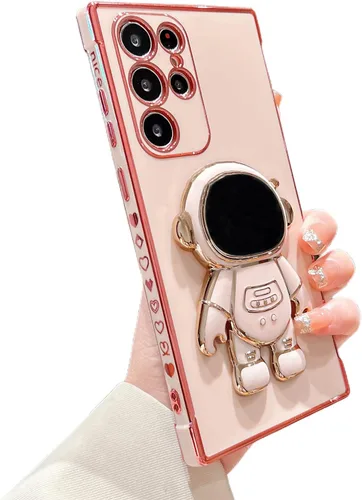 Vista 20 de phylla para Samsung Galaxy A12 Funda de Teléfono con Soporte Oculto de Astronauta Chapado en Oro de Lujo Lindo Astronauta Lateral Lindo