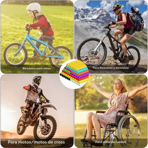 Vista 6 de 160 piezas de fundas para radios de bicicleta, 10 colores mezclados, fundas para radios de bicicleta, protector para motocicleta, bicicleta, silla
