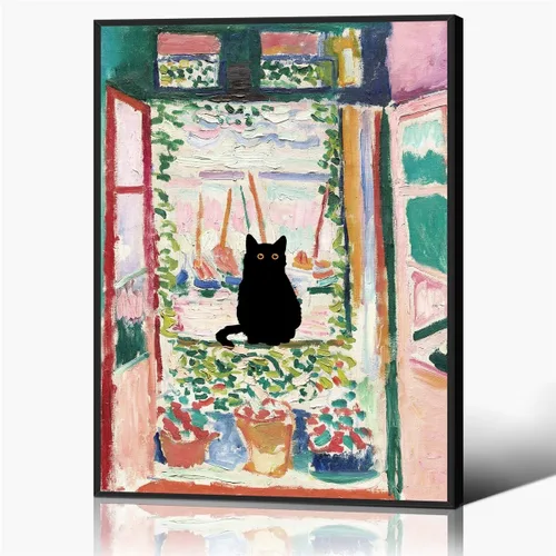 Vista 16 de XMJJQQ Lienzo enmarcado negro de Vincent Van Gogh, arte para pared, impresiones famosas, pintura para dormitorio en Arles, divertido póster estético