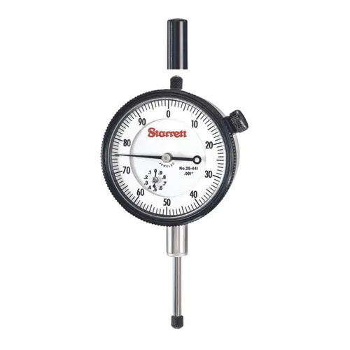 Vista 15 de Starrett Indicador de Cuadrante Serie 25 con Rodamientos de Rubí y Oreja en el Centro Posterior - Carátula Blanca, Rango de 0-.025", Cuadrante