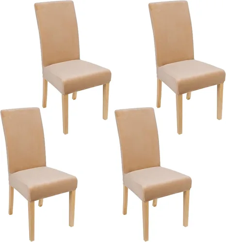 Vista 24 de smiry - Fundas para sillas de comedor de terciopelo elástico y suave, extraíbles, Terciopelo, Beige