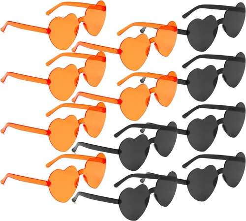 Vista 22 de Lentes de sol con forma de corazón, 2 pares de lentes de sol en forma de corazón, gafas de sol rave para mujeres, regalos de fiesta Paquete de 12