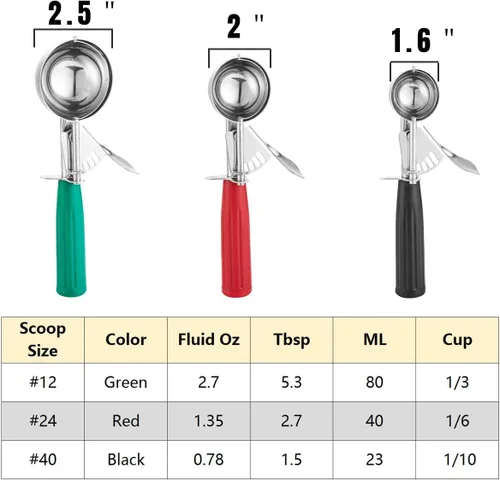 Vista 2 de Juego de cucharas para galletas Saebye, juego de cucharas para helado, cucharas para galletas para hornear, medidor de tamaño múltiple