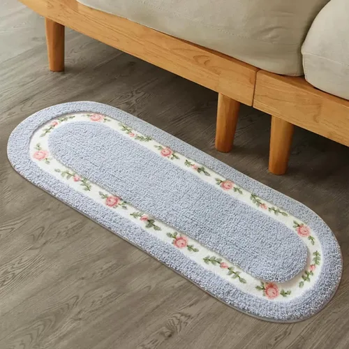 Vista 4 de Abreeze Alfombra rosa para sala de estar y dormitorio, antideslizante, ultrasuave, lavable y absorbente, 17.71x49.21 pulgadas, color azul