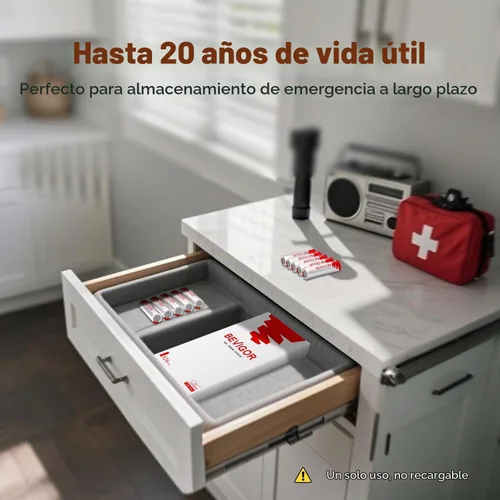 Vista 4 de BEVIGOR - Baterías de litio AAA de larga duración de 1,5 V, paquete de 24 unidades para electrónica
