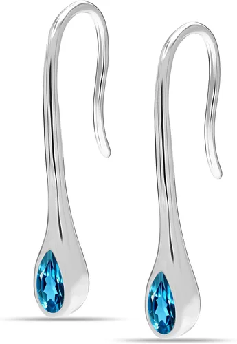 Vista 3 de LeCalla Aretes colgantes de plata de ley 925 Aretes colgantes ligeros en forma de alambre en forma de lágrima para mujer Piercing hipoalergénico