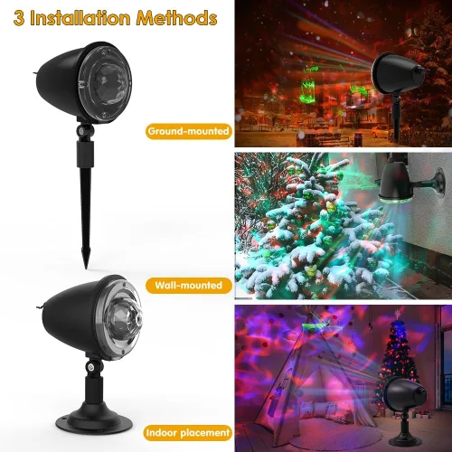 Vista 6 de Proyector de luces navideñas de Halloween para exteriores, luces de proyector de vacaciones con control remoto y temporizador, 10 colores Aurora
