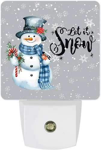 Vista 21 de Luces nocturnas decorativas enchufables a la pared, lámpara LED para niños, sensor de atardecer a amanecer, estrella de copo de nieve de Navidad