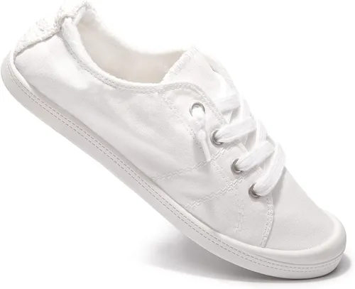 Vista 3 de Tenis de lona para mujer, sin cordones, caña baja, informales, clásicos, cómodos, planos, a la moda
