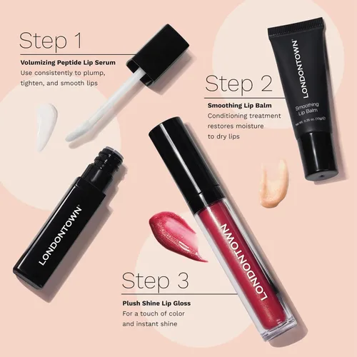 Vista 7 de LONDONTOWN Dainty, Sun Kissed Coral, tubo de brillo de labios de felpa, hidratante profundo, bálsamo acondicionador no pegajoso