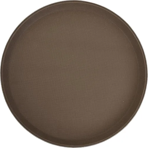 Vista 5 de Winco Bandeja de fibra de vidrio premium de 26" x 22", antideslizante, marrón, ovalada