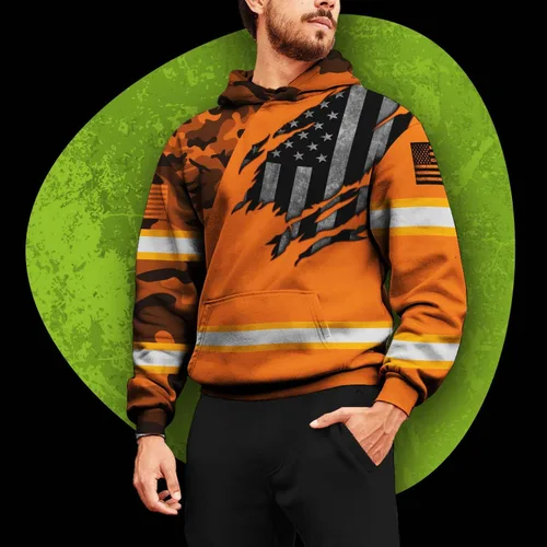 Vista 4 de Ropa de trabajo de seguridad con nombre personalizado de alta visibilidad para trabajadores, corredores, camioneros, patrióticos